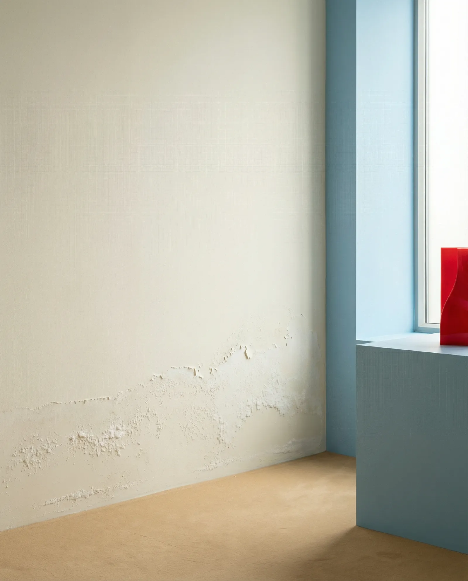 Pared interior con signos de humedad por capilaridad en Ecuador